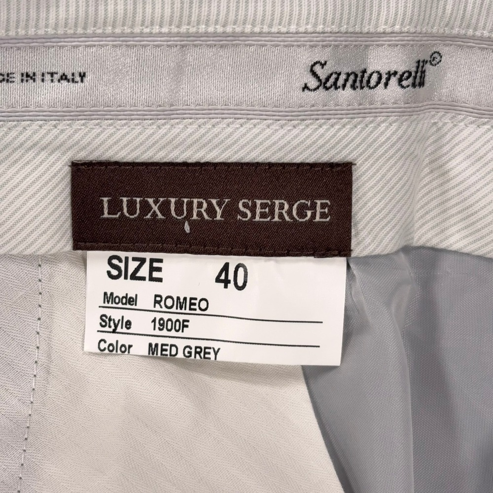 Santorelli Romeo Dress Trousers Pants Mens 40x33 Gray Wool Flat Front Italy - Picture 6 of 8
